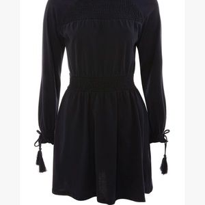 New TopShop Smocked Long Sleeve Dress sz 6 Blue